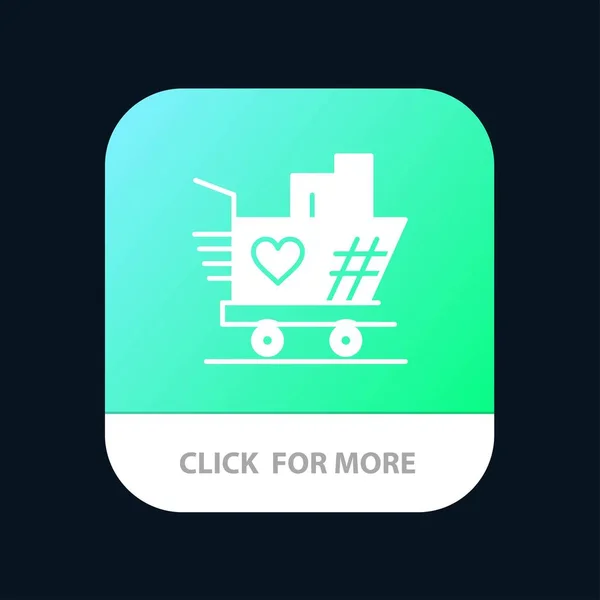 Trolley, Amor, Casamento, Coração Mobile App Botão. Android e IOS — Vetor de Stock