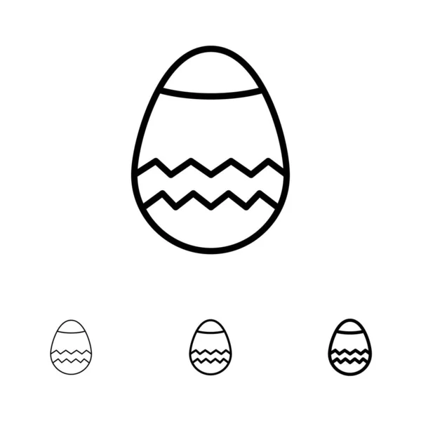 Ostern, Ei, Frühling kühn und dünne schwarze Linie Icon-Set — Stockvektor