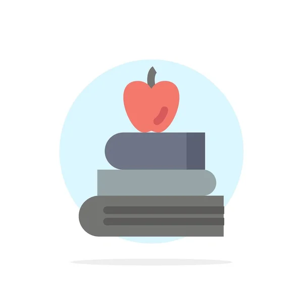 Apple, boeken, onderwijs, wetenschap abstracte cirkel achtergrond plat — Stockvector