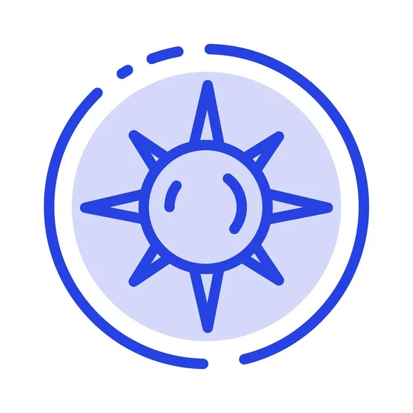 Icono de línea de puntos azul claro, sol, día — Vector de stock