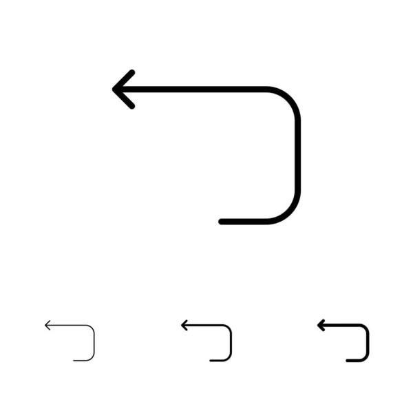 矢印、ループ、ループ矢印、裏太字、細い黒い線のアイコンセット — ストックベクタ