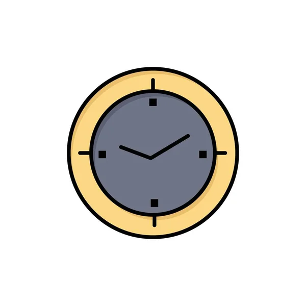 Tijd, timer, kompas, machine platte kleur pictogram. Vector Icon Bann — Stockvector