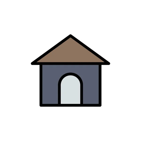 건물, 호스, 집, 가게, 평평 한 색깔의 아이콘. 벡터 아이콘 배너 — 스톡 벡터