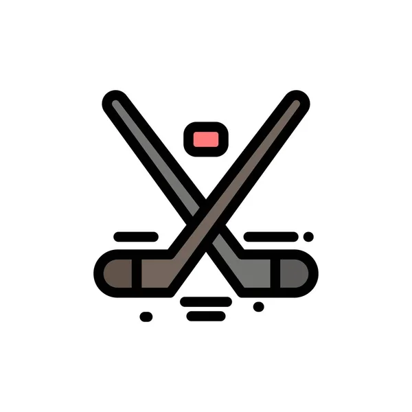 Canada, Jeu, Hockey, Glace, Jeux Olympiques Flat Color Icon. Vecteur ico — Image vectorielle