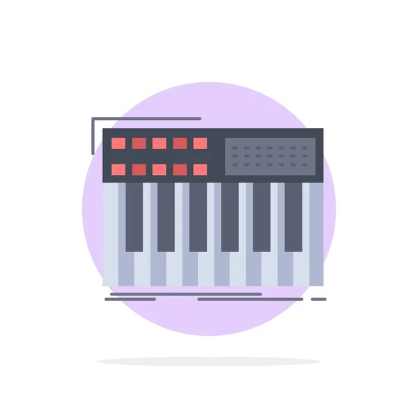 Synthé, clavier, midi, synthétiseur, synthétiseur Flat Color Icon — Image vectorielle