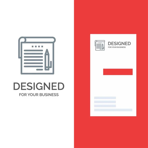 Öğrenci, Notlar, Not, Eğitim Gri Logo Tasarım ve İş Ca — Stok Vektör