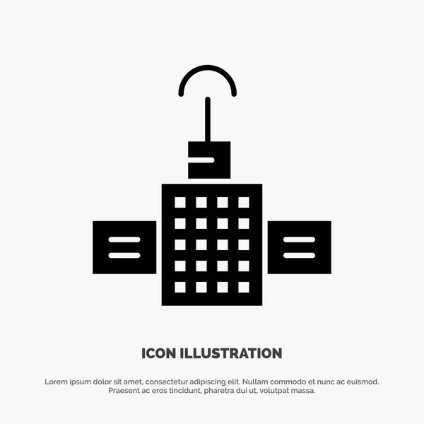 Gps, navigation, satelliten solid glyph icon vektor — Stockvektor