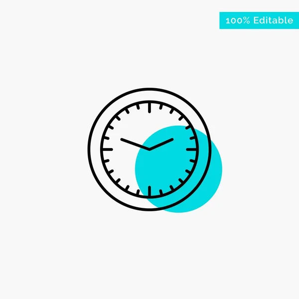 Reloj, Oficina, Hora, Pared, Reloj turquesa punto culminante círculo — Vector de stock