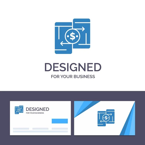 Modèle de carte de visite créative et logo Mobile, Argent, Paiement , — Image vectorielle