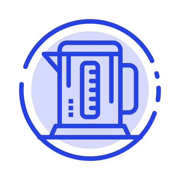 Kazán, kávé, gép, Hotel kék pöttyös vonal ikon — Stock Vector