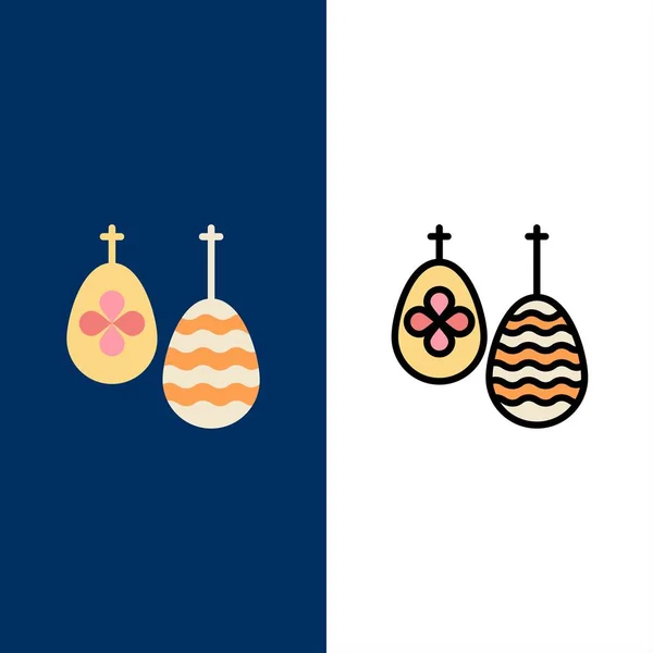 Fest, Ostern, Ei, Kulinarik. flaches und liniengefülltes Symbol — Stockvektor