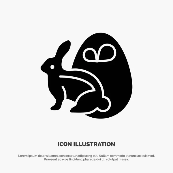 Jajko, króliczek, Wielkanoc, królik Solid ikona glifu wektor — Wektor stockowy
