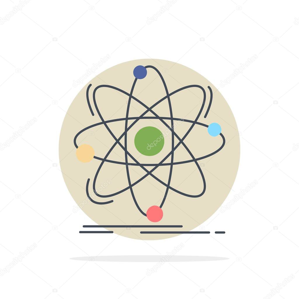 Atom, science, chemistry, Physics, nuclear Flat Color Icon Vecto