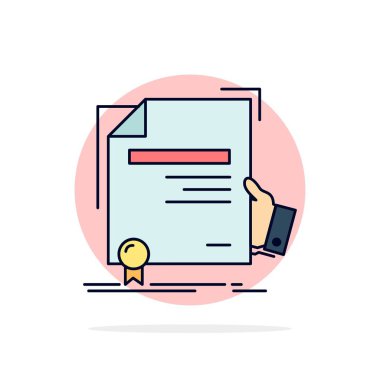 sertifika, derece, eğitim, ödül, anlaşma Düz Renk Simgesi