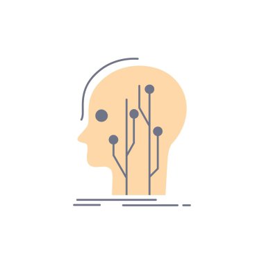 Veri, baş, insan, bilgi, ağ Düz Renk Simge Vektör