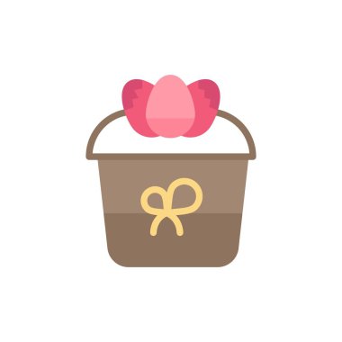 Hediye, Dekorasyon, Paskalya, Çiçek, Bitki Düz Renk Simgesi. Vektör