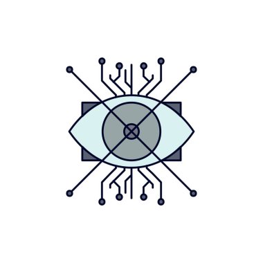 Ar, büyütme, siber, göz, lens Düz Renk Simge Vektör