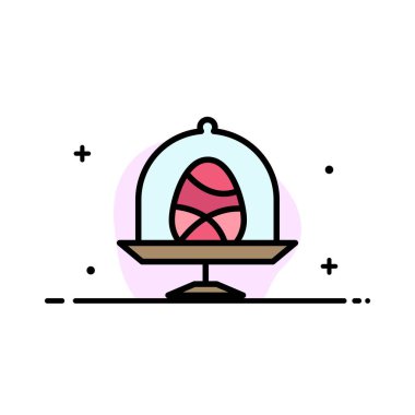 Disk, Yumurta, Gıda, Paskalya İş Düz Hat Dolu Simge Vektör B