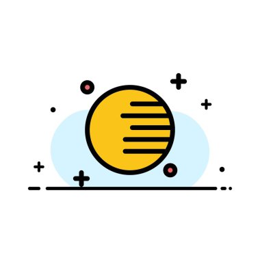Astronomi, Gezegen, Uzay İş Düz Hat Dolu Simge Vektör 