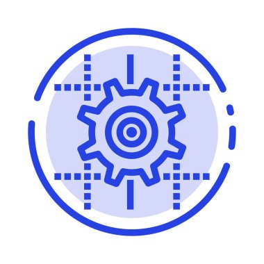 Ayar, Dişli, Bilgisayar, Çizgi Mavi Noktalı Çizgi Simgesi