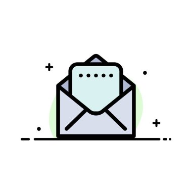 Belge, Posta İş Düz Satır Dolgulu Simge Vektör Banner Tem