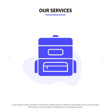 Bizim Hizmet Çantası, Eğitim, Schoolbag Solid Glyph Icon Web kartı