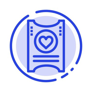 Bilet, Aşk, Kalp, Düğün Mavi Noktalı Çizgi Simgesi