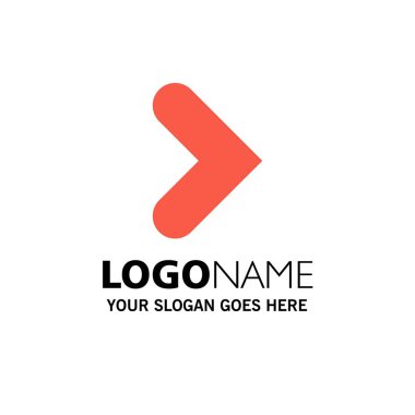 Ok, Sağ, İleri, Yön İş Logo Şablonu. Düz Co