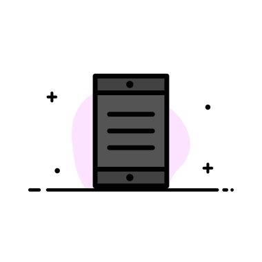 Mobil, Hücre, Metin İş Düz Satırı Simge Vektör Sancağını Doldurdu