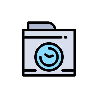 Kamera, görüntü, büyük düz renk simgesi düşünüyorum. Vektör simgesi afiş Te