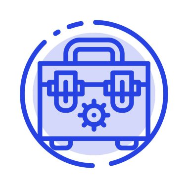 Çanta, İnşaat, Araçlar Mavi Noktalı Çizgi Simgesi