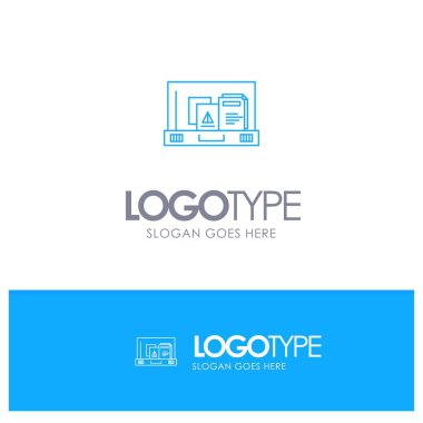 Sunum, Kağıt, Çanta, Evrak Çantası Mavi anahat Logo ile yer