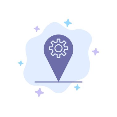 İş, konum, harita, dişli mavi simge soyut bulut Backgr