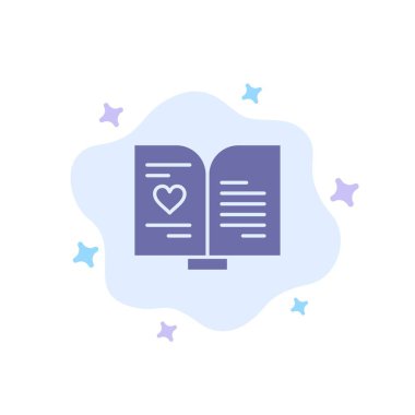 Kitap, Aşk, Kalp, Soyut Bulut Backgroun Üzerinde Düğün Mavi Simge