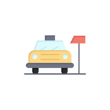 Araba, otopark, otel, servis düz renk simgesi. Vektör simgesi banne