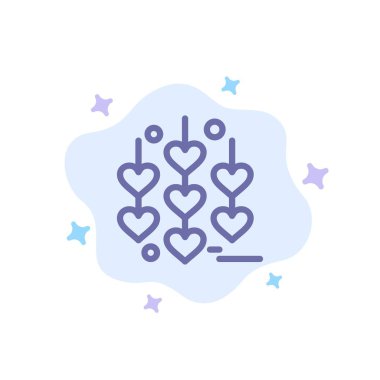 Soyut Bulut Arka Planda Kalp, Aşk, Zincir Mavi Simge