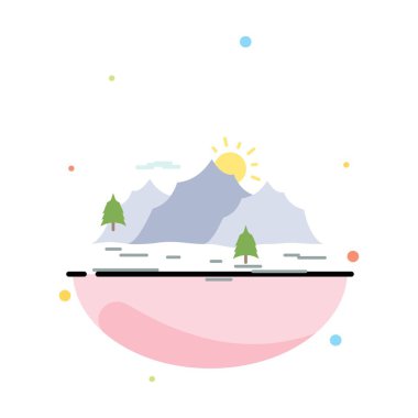 Dağ, tepe, manzara, doğa, ağaç Düz Renk Simge Vektör