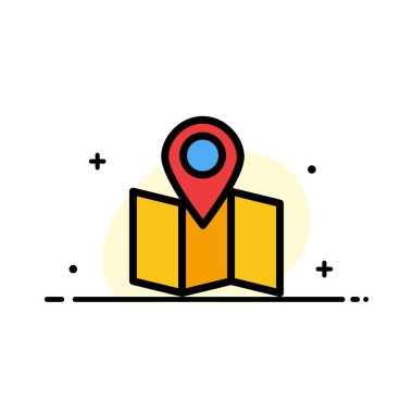 Konum, harita, Işaretçi Iş düz çizgi dolu simge vektör ba