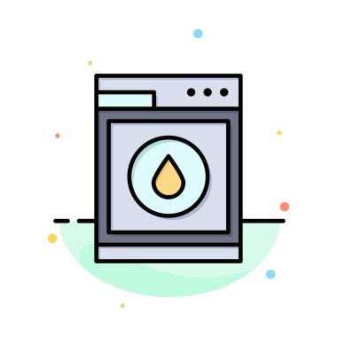 Çamaşırhane, Makine, Yıkama, Robot Soyut Düz Renk Simgesi Templa