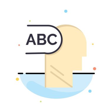 İlköğretim, bilgi, baş soyut düz renk simge şablonu