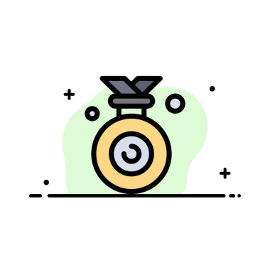 Madalya, Olimpiyat, Kazanan, Kazanılan İş Düz Hat Dolgulu Simge Vect