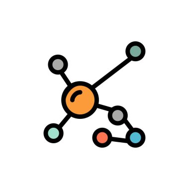 Atom, Biyokimya, Biyoloji, Dna, Genetik Düz Renk Simgesi. Vektör