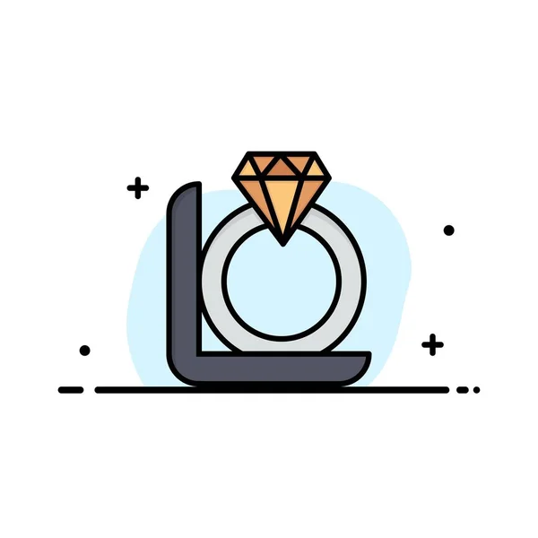 Bague, diamant, cadeau, modèle de logo d'entreprise de boîte. Couleur plate — Image vectorielle