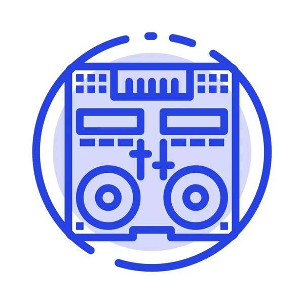 Cd, Consola, Cubierta, Mezclador, Música Blue Dotted Line Icono — Vector de stock