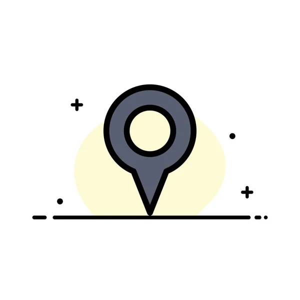 地理位置、位置、地图、引脚业务平面线填充图标 — 图库矢量图片
