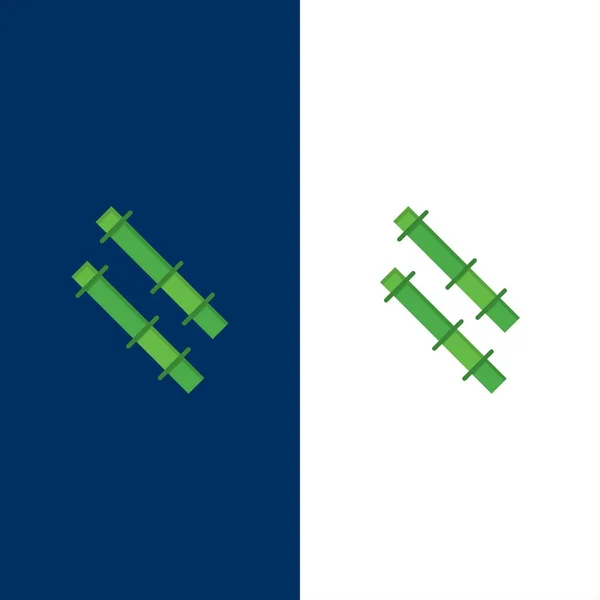 Bambu, ícones da vara. Plano e linha preenchido ícone conjunto vetor azul — Vetor de Stock