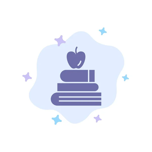 Jabłko, książki, edukacja, nauka niebieski ikona na abstrakcyjne chmura BAC — Wektor stockowy