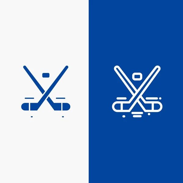 Canada, Game, Hockey, Ice, Olympics Line and Glyph Solid icon Bl — Stock Vector