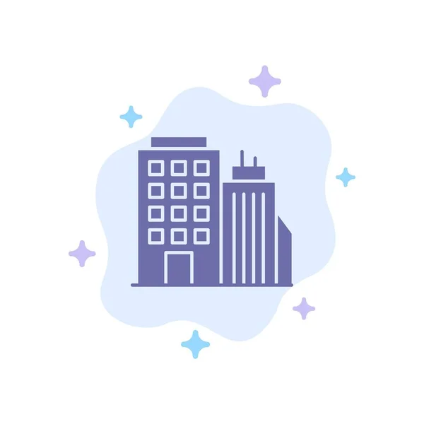 Building, Office, Tower, Head office Blue Icon on Abstract Cloud