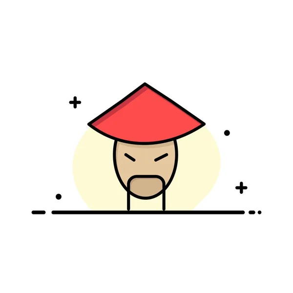 Empereur, Chine, Moine, Chinois Business Flat Line Filled Icon Ve — Image vectorielle